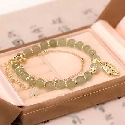 Skanto | Hetian Jade Leaf Gold Bracelet