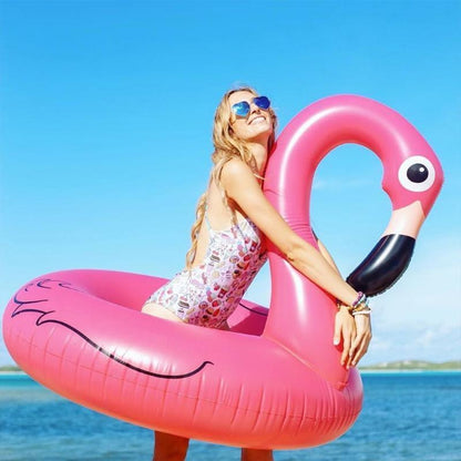 Inflatable flamingo pool swim ring