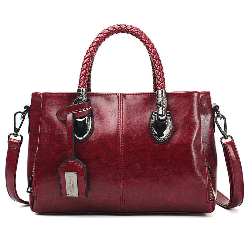 New handbags made of Boston oil wax leather, large soft leather tote bag