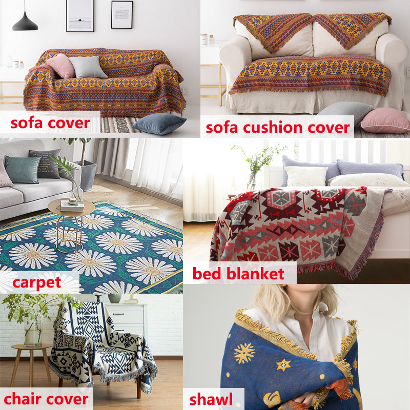 Bohemian knitted throw blankets for sofa decor