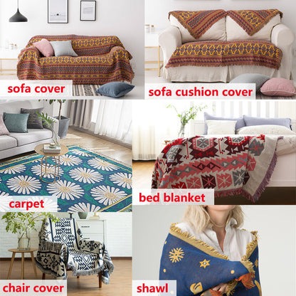 Bohemian knitted throw blankets for sofa decor
