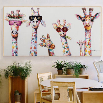 Cartoon Giraffe - Canvas Wall Art Painting | Skanto