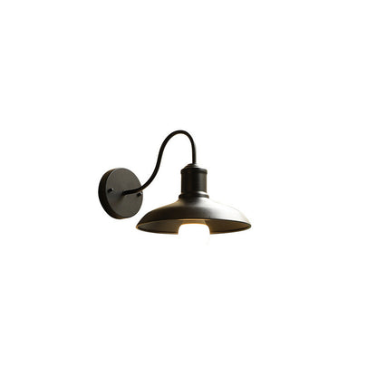 Retro Loft Dome Iron Outdoor Waterproof 1-Light Bent Arm Wall Sconce Lamp | Bowlift