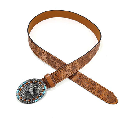Skanto | Retro Punk Embossed Western Denim Belt