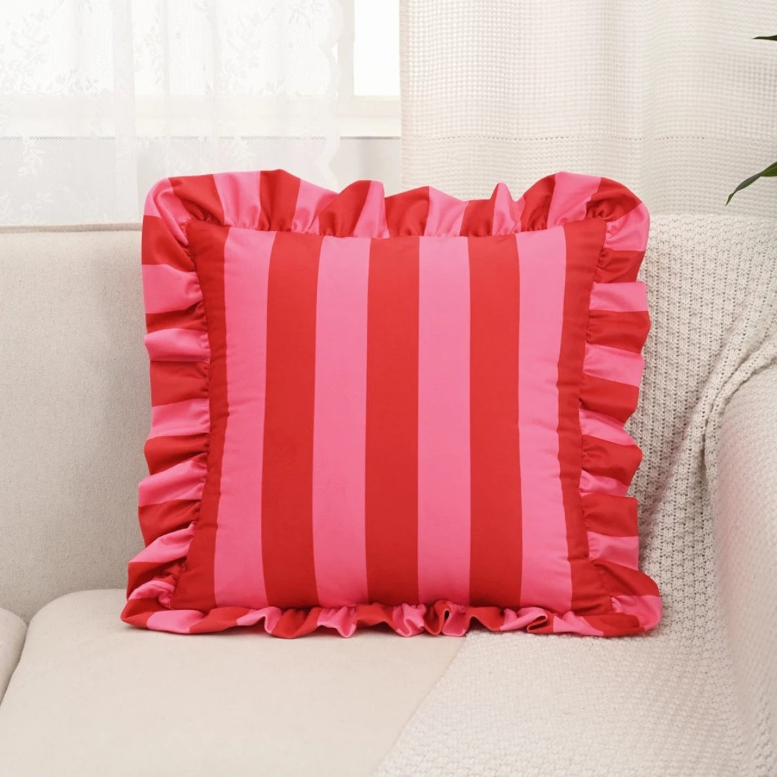 BowLift | Retro Striped Ruffle Cushion Cover