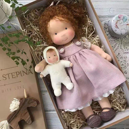 Brehn | Handcrafted Waldorf Doll | Natural Materials & Pollutant-Free | Educational Fabric Toy | Hypoallergenic & Organic Quality | 30cm Cuddly Doll