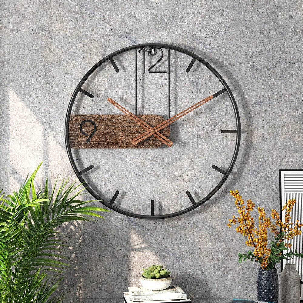 BowLift | Steel-Walnut Wall Clock | Modern Industrial Design with Walnut Wood