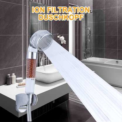 Premium shower head and handheld shower with ion filter, water-saving and with adjustable water pressure