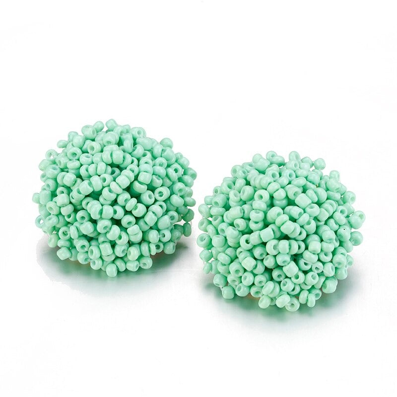 Skanto | Handmade Multicolor Pearl Pompom Stud Earrings