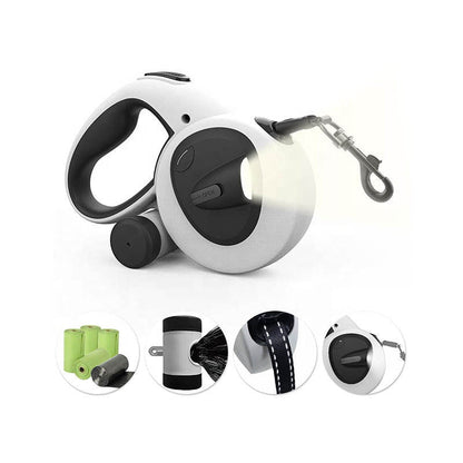5in1 Reflective Dog Leash with Integrated Flashlight Bowlift
