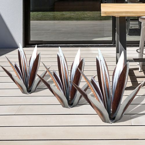 Skanto | Eternal Agave – Handmade Stainless Metal Garden Sculpture for Indoor and Outdoor Decor