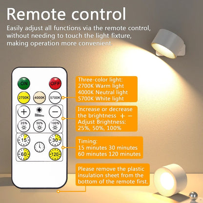 Skanto | Wireless Rechargeable 360° Wall Lamp | Energy-Saving LED, Touch Control & Versatile Home Lighting
