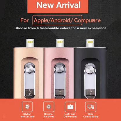 3-in-1 USB stick with large storage capacity for mobile phone and computer