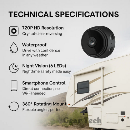 Skanto | HD Wireless Backup Camera for RVs, Trucks, and Trailers - Night Vision, Waterproof, Easy Installation