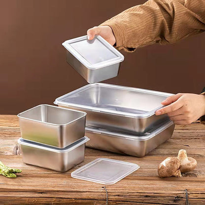 304 Stainless Steel Square Plate with Lid Food Storage Container for Kitchen | Bowlift