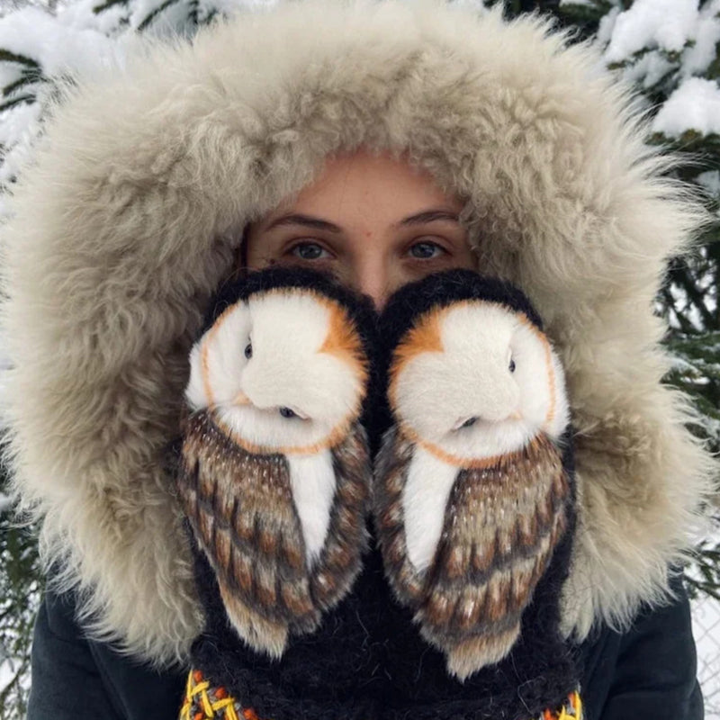 BowLift | Hand Knitted Wool Nordic Mittens With Owls