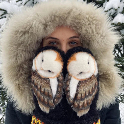 BowLift | Hand Knitted Wool Nordic Mittens With Owls