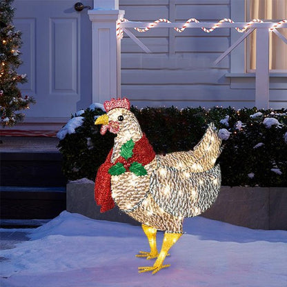 Skanto | Light-Up Chicken with Scarf Christmas Decoration