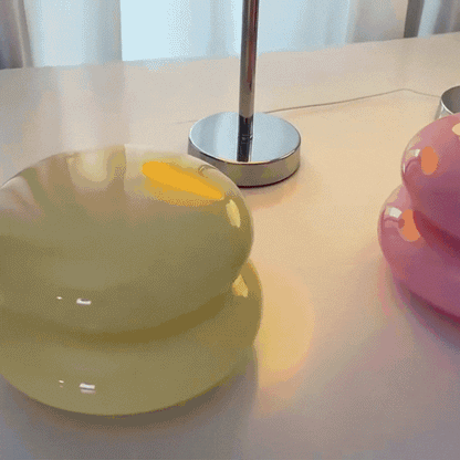 Skanto | Elegant Macaron Glass Table Lamp with USB - 3 Light Colors