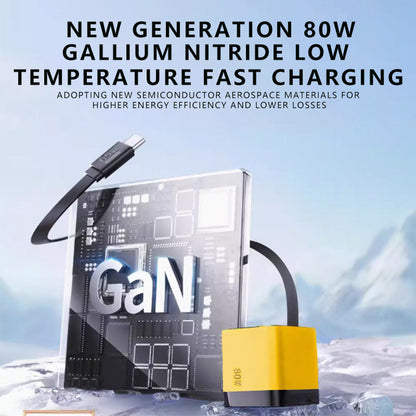 Brehn | 3 in 1 GaN Charger, scalable 80W MAX fast charging module with Type-C cable and 2 USB ports