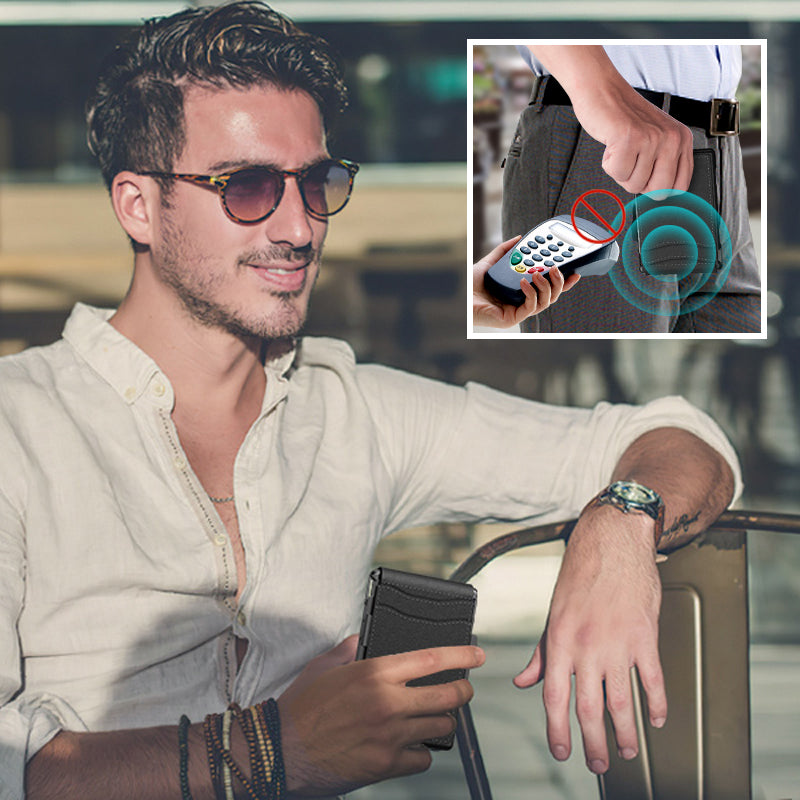 BowLift | Men's Business Style PU Leather Card Slots for AirTag