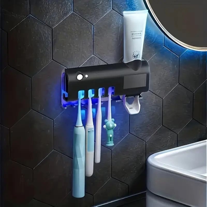 Smart UV Light Sterilizer Toothbrush Holder, Wall Mounted Toothpaste Dispenser | Skanto