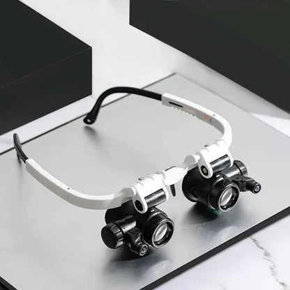 Headband magnifier with 8x, 15x, and 23x magnification.