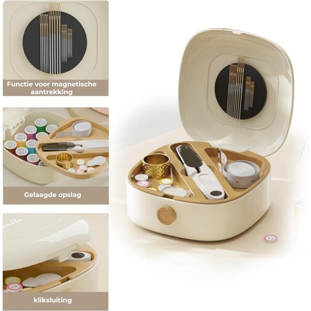 Magnetic sewing kit with double-layer box | Bowlift