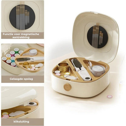 Magnetic sewing kit with double-layer box | Bowlift