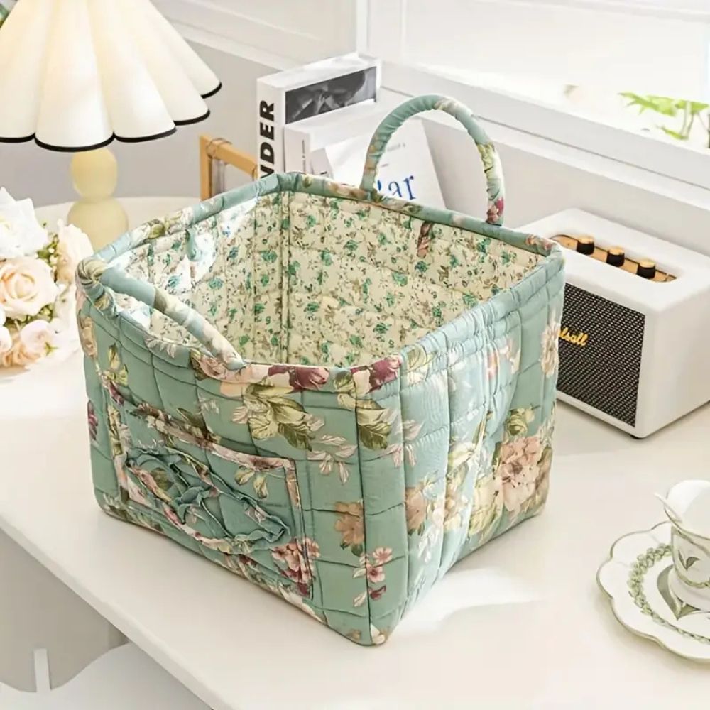 Norvo | Floral Canvas Storage Basket for Home Organization
