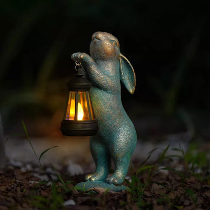 Skanto Statues Rabbit with Solar Lamps Outdoor Light Rabbit Figurines Decorations