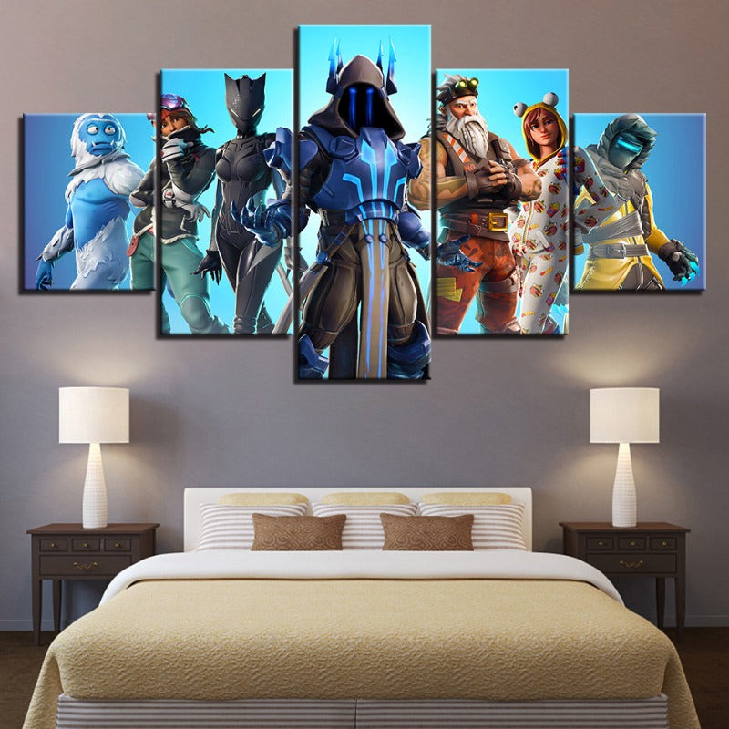 Fortnite Battlegrounds: 5 Piece Canvas Wall Art Set - Waterproof, UV Protected, High-Definition Prints | Bowlift