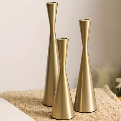 BowLift | Sleek Nordic Brass Waist Candlestick| 3pcs Set