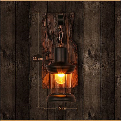 Skanto | LichtGlas – Cylinder Wall Lamp with Glass Base, Iron, and Wood