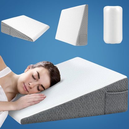 OrthoComfort | Triangle Wedge Pillow – Memory Foam – Extra Support for Heartburn – Sleep Apnea – Back Pain – Post-Surgery Recovery Bowlift