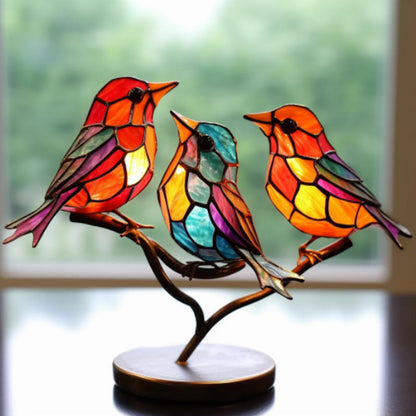 BowLift |Bird on Branch Metal Painted Desktop Ornament