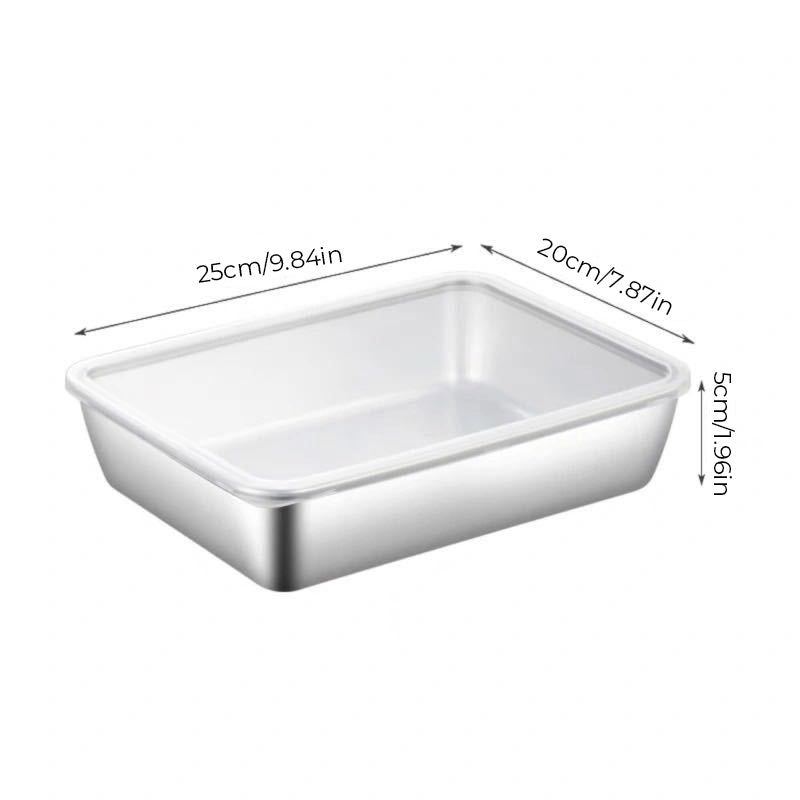 304 Stainless Steel Square Plate with Lid Food Storage Container for Kitchen | Bowlift