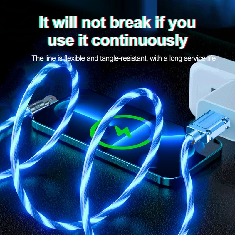 Magnetic Charging Cable | 540° Rotatable Connector | Fast Charging with LED Lighting