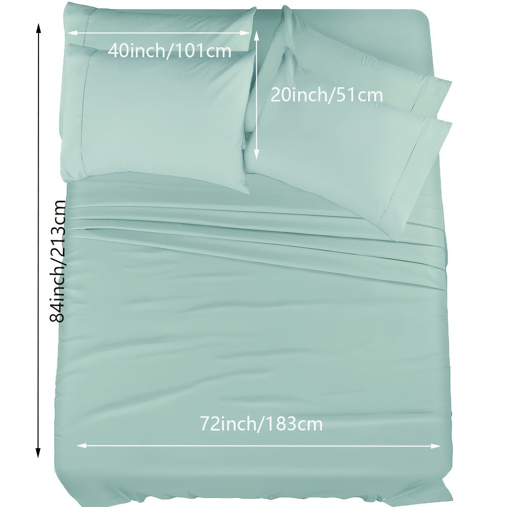 Skanto | 4/6 Pc Luxury Plush Fitted Sheet Set – Soft, Breathable, Color & Fade Resistant Bedding – Deep Pocket Flat Sheet, Fitted Sheet & 2/4 Pillowcases for Bedroom & Hotel Use