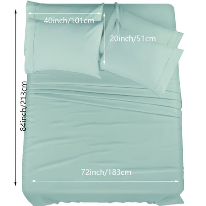 Skanto | 4/6 Pc Luxury Plush Fitted Sheet Set – Soft, Breathable, Color & Fade Resistant Bedding – Deep Pocket Flat Sheet, Fitted Sheet & 2/4 Pillowcases for Bedroom & Hotel Use