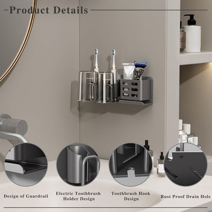 Skanto | BristleHub Wall-Mounted Electric Toothbrush Holder – Aluminum Bathroom Organizer with Drainage Holes