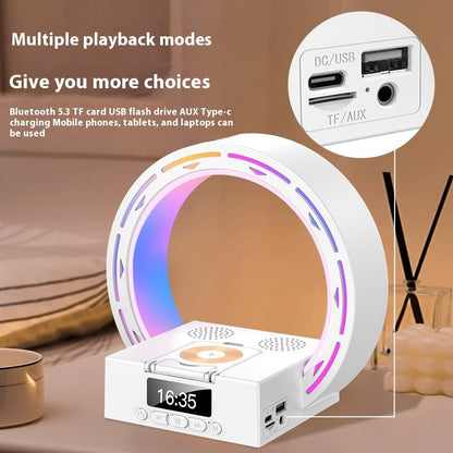 4-in-1 Bluetooth speaker lamp with charging pad and alarm clock