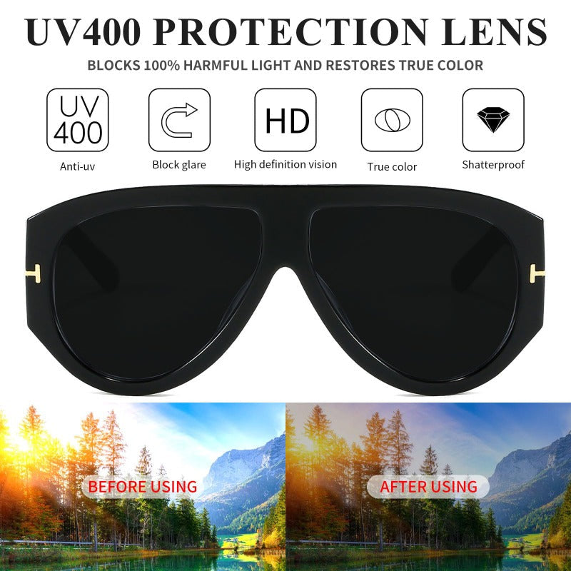 Oversized UV400 Aviator Sunglasses Bowlift