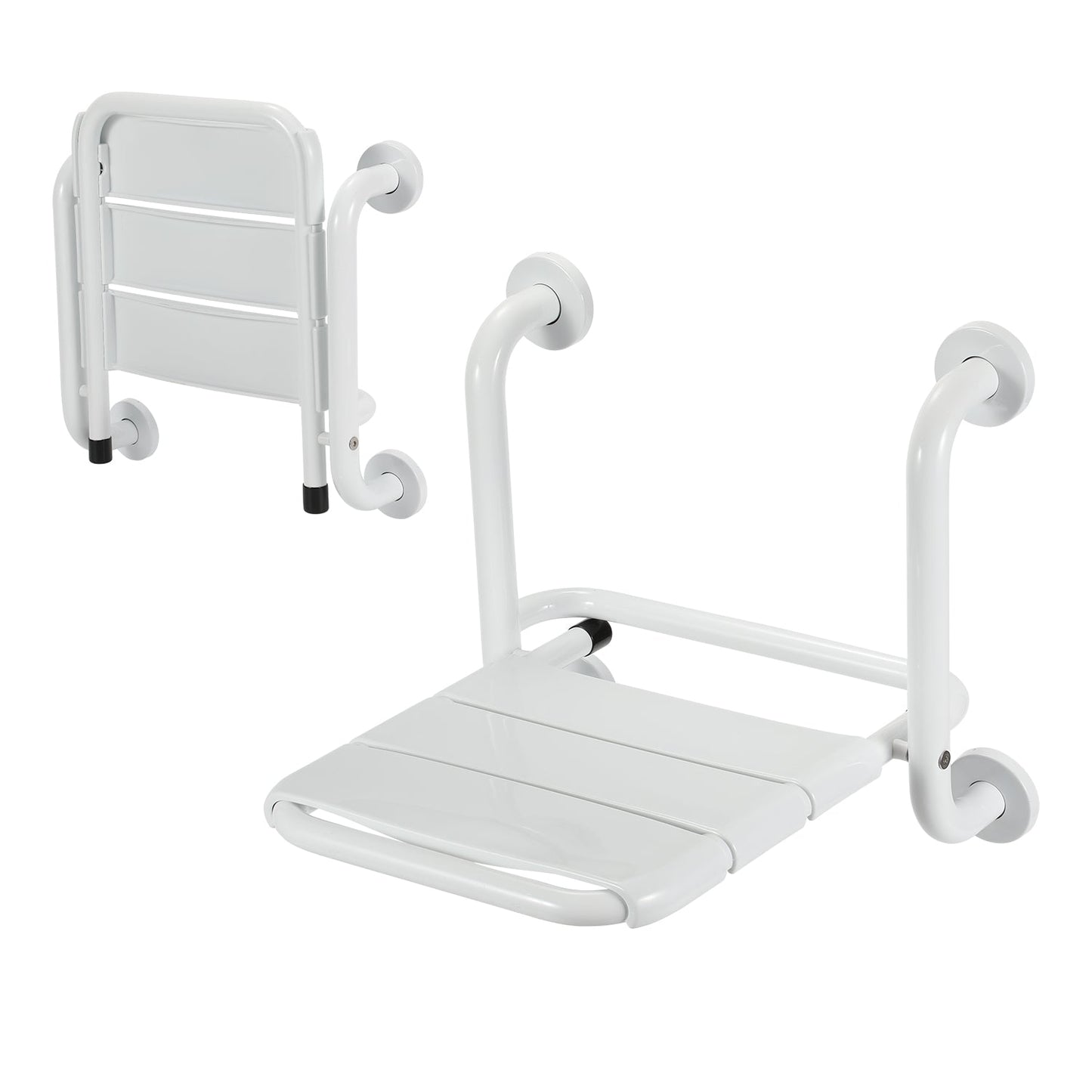 Foldable Shower Seat with Armrests Wall Mount | Karnz