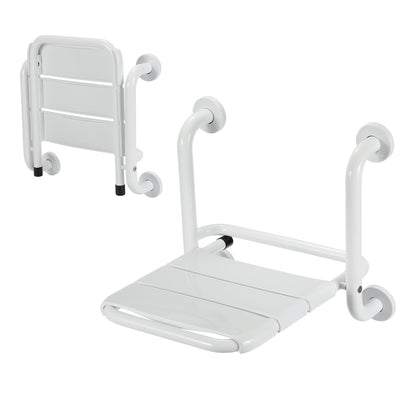 Foldable Shower Seat with Armrests Wall Mount | Karnz