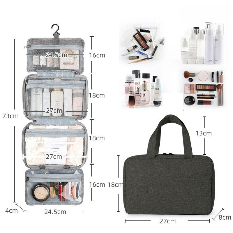 Waterproof toiletry bag travel bag with hook for hanging