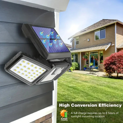 Skanto | Solar LED Floodlight with Motion Sensor – 3-Beam Outdoor Lighting for Garden, Driveway, and Garage