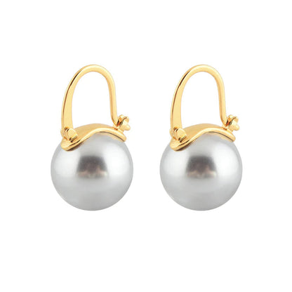 Skanto | Black Pearl Earrings Available in White Champagne Grey Gold and Black Pearl Dangle Earrings