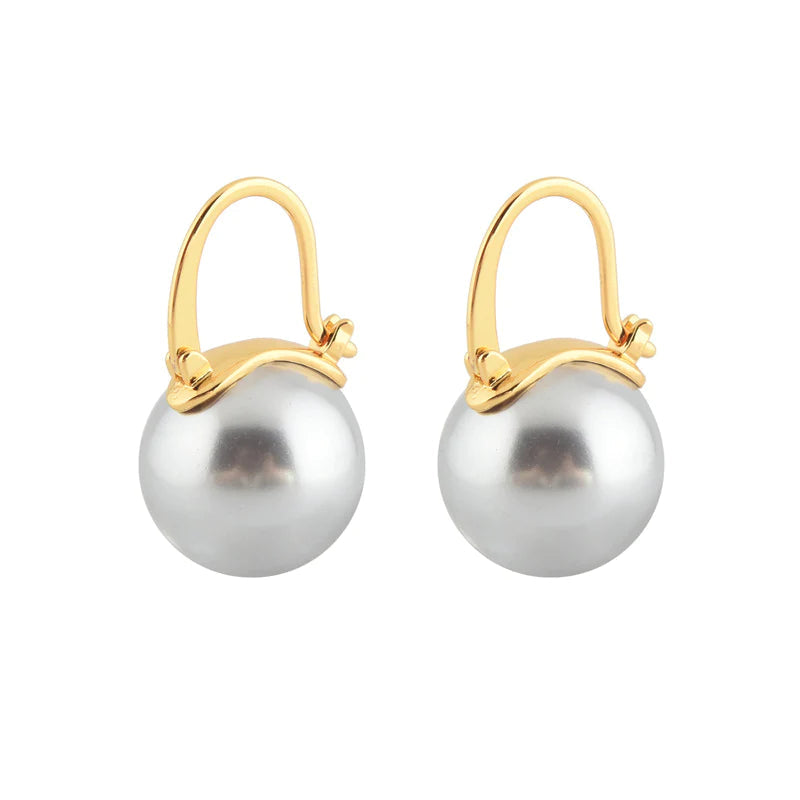 Skanto | Black Pearl Earrings Available in White Champagne Grey Gold and Black Pearl Dangle Earrings