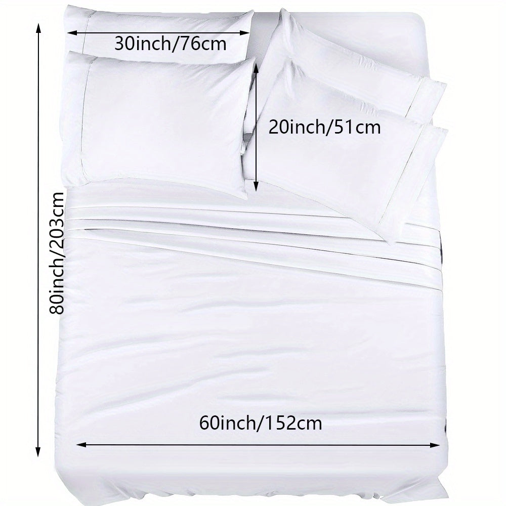 Skanto | 4/6 Pc Luxury Plush Fitted Sheet Set – Soft, Breathable, Color & Fade Resistant Bedding – Deep Pocket Flat Sheet, Fitted Sheet & 2/4 Pillowcases for Bedroom & Hotel Use